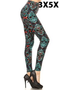 Damask Skulls Curvy Plus Leggings