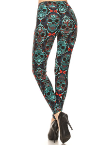 Damask Skulls Plus Size Leggings