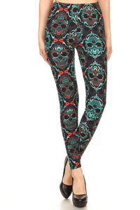 Damask Skulls Curvy Plus Leggings