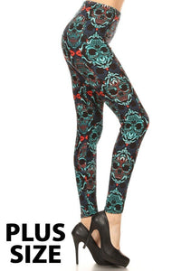 Damask Skulls Plus Size Leggings