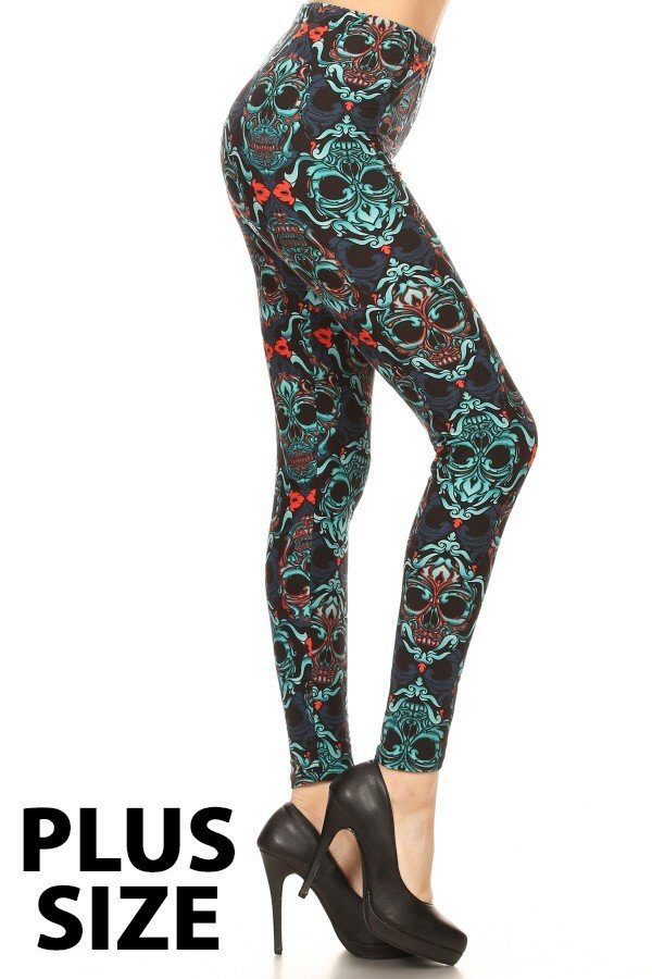 Damask Skulls Plus Size Leggings