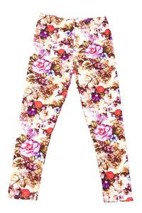 Kids Purple Floral Painting Leggings
