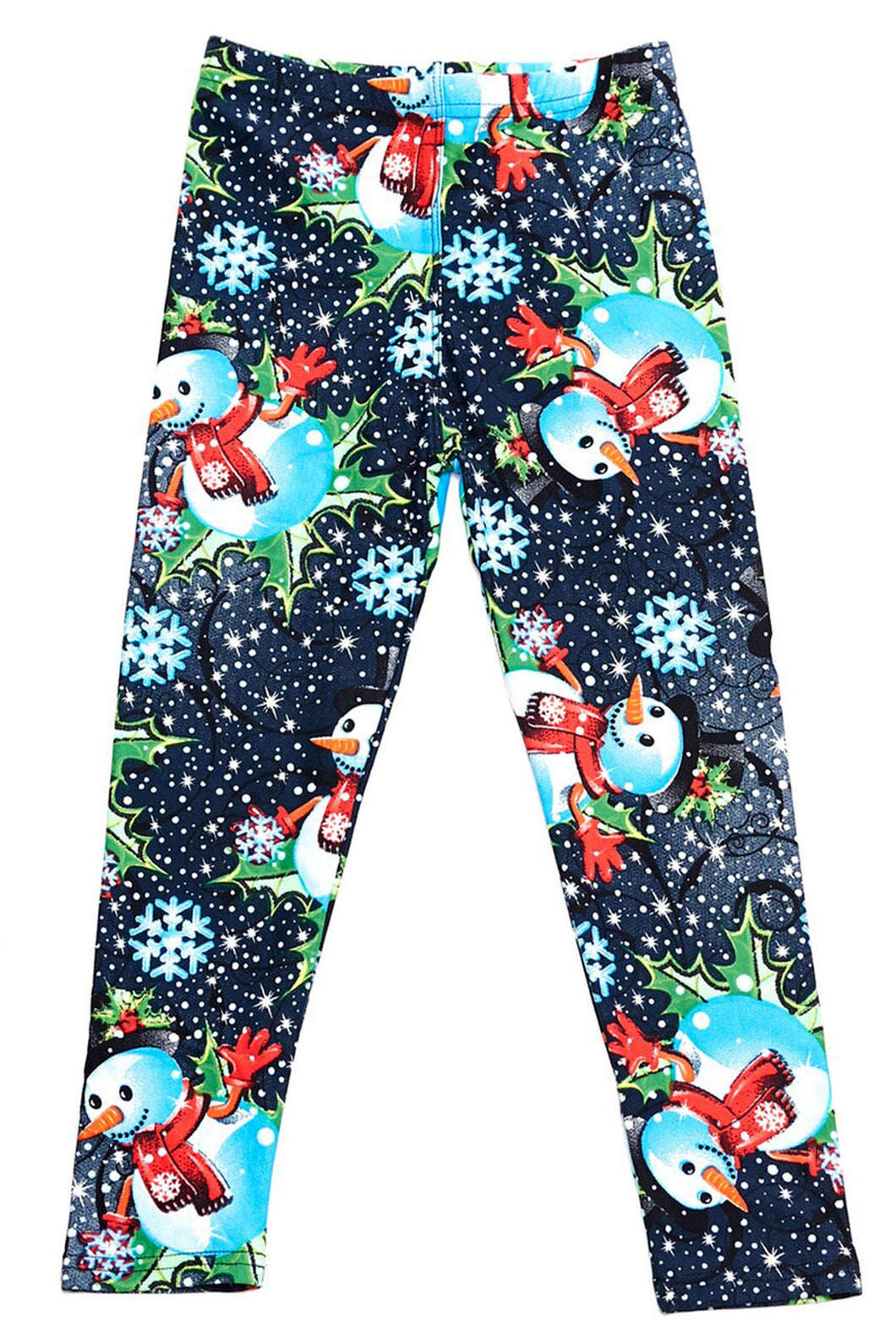 Frosty Blue Snowman Kids Leggings