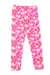 Kids Pink Flower Power Premium Leggings