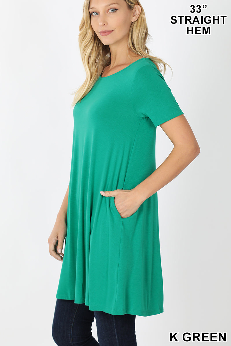 green emerald velvet dress Longline Flared Tunic with pockets-Kelly Green – Polly's Premium Leggings