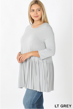 Load image into Gallery viewer, Light Gray Heather Ruffle Bottom Top-Plus
