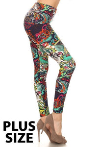 Mixed Paisley Plus Size Leggings