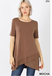 Chiffon Contrast Top - Mocha