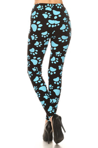 Paw Print Blue Leggings
