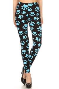 Paw Print Blue Plus Size Leggings