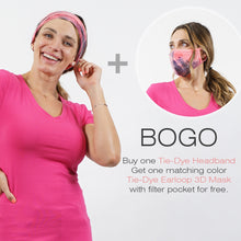 Load image into Gallery viewer, Tie-dye Convertible Headband + 3D Face Mask
