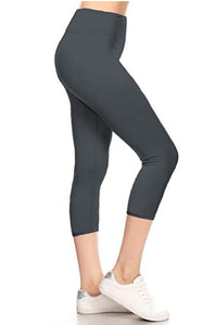 Solid Charcoal Plus Size Premium Capri