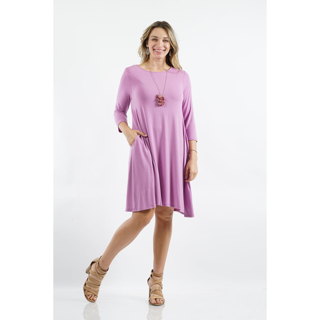 Tunic Dress with side pockets -Plus Size in Dark Mauve