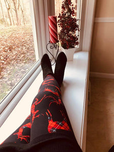 Plaid Reindeer Curvy Plus Size Leggings