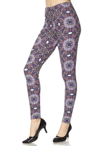 Purple Posy Floral Plus Size Leggings