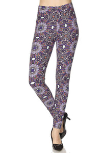 Purple Posy Floral Plus Size Leggings