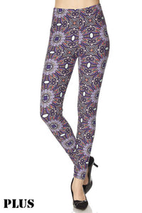 Purple Posy Floral Plus Size Leggings