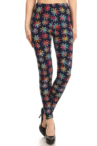 Rainbow Snowflakes Curvy Plus Size Leggings