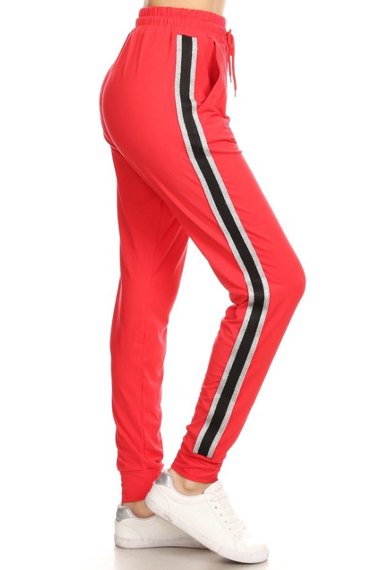 Red Stripe Premium Joggers-Medium