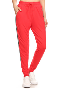 Red Stripe Premium Joggers-Medium