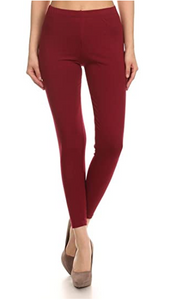 Solid Burgundy Curvy Plus Size Leggings