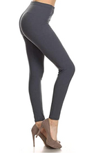 Load image into Gallery viewer, Solid Charcoal Gray Curvy Plus Size Leggings
