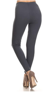Solid Charcoal Gray Curvy Plus Size Leggings