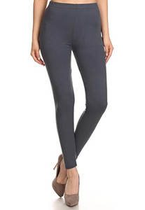 Solid Charcoal Gray Curvy Plus Size Leggings