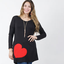 Load image into Gallery viewer, Valentine Heart contrast V-neck Plus Size Tunic
