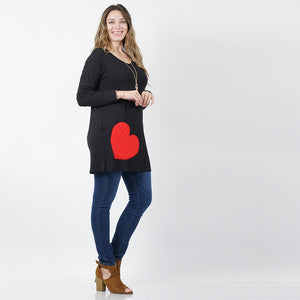Valentine Heart contrast V-neck Plus Size Tunic