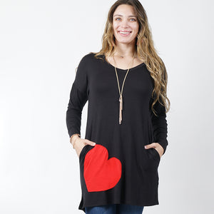 Valentine Heart contrast V-neck Plus Size Tunic
