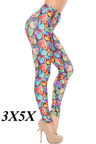 Venetian Hearts Curvy Plus Size Valentine's Day Leggings