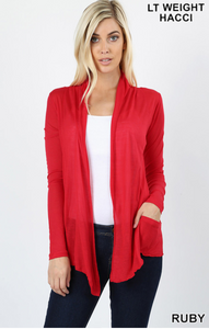 Waterfall Drape Cardigan - Ruby