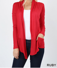 Load image into Gallery viewer, Waterfall Drape Cardigan - Ruby
