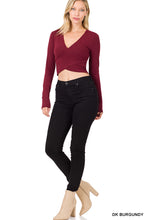 Load image into Gallery viewer, Twist Front Crop Top-Dark Burgundy
