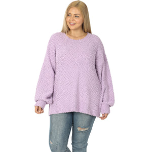Plus Popcorn Pullover Sweater - Dusty Lavender